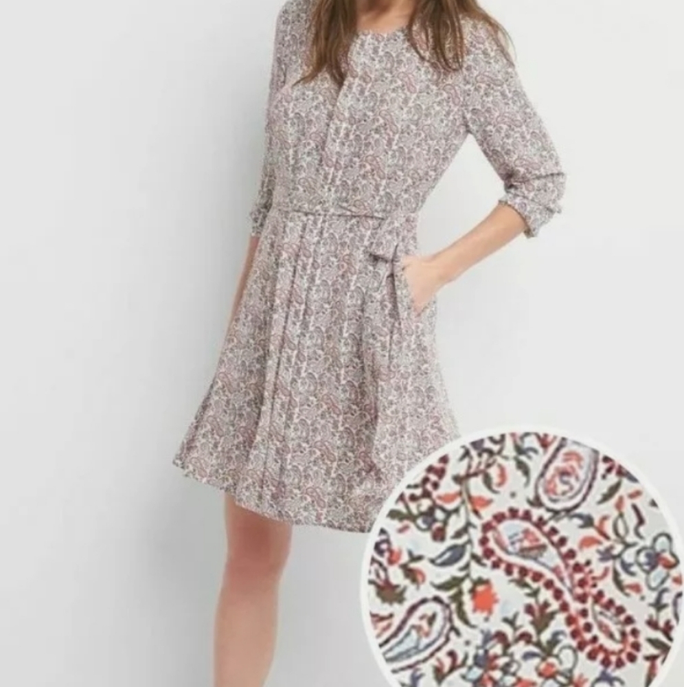 Gap Shirtdress Paisley Long Sleeve Size XS